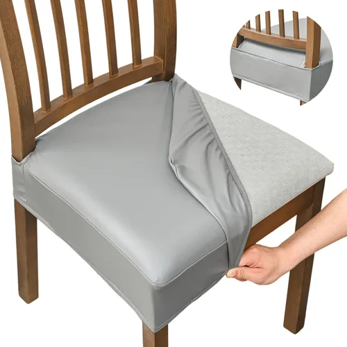 Miniatura 9 de NILUOH Fundas impermeables para asientos de sillas de comedor, juego de 2, fundas de asiento de cuero PU para sillas de comedor, fundas de asiento