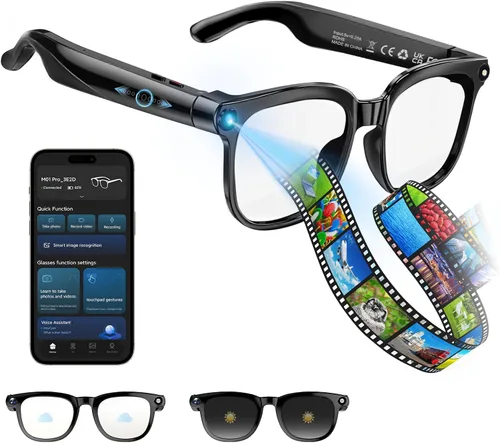 Miniatura 2 de Lentes inteligentes con cámara y Bluetooth – Gafas de IA para hombres, anti-vibración, traducción en tiempo real, reconocimiento de objetos