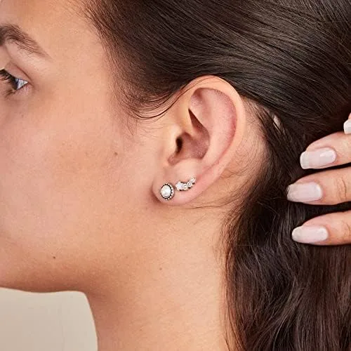 Miniatura 3 de Alex and Ani - Pendientes de tuerca para mujer cristales y perlas acabado rafaeliano poste trasero juego de regalo