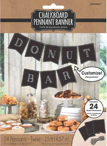 Banderines decorativos de papel de pizarra personalizados, 6 x 7 pulgadas con cordel de 15 pies (24 piezas), juego de banderines reutilizables y