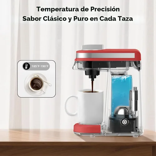 Miniatura 4 de Cafetera Mini CHULUX para Cápsula K, Cafetera de una Sola Porción para Americano de Una Taza, Máquina de Café en Cápsulas Ligera, Roja Rojo