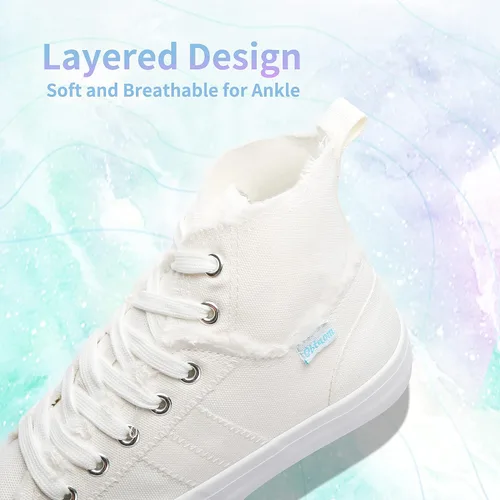 Miniatura 6 de Obtaom Zapatos de lona para mujer y hombre, zapatos de lona lavados a media pantorrilla, zapatos casuales de lona con cordones