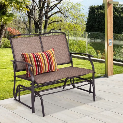Miniatura 2 de Redeo Wenst'sKufAN - Silla mecedora para patio, banco de columpio para exteriores con marco de acero estable, banco mecedora para 2 personas, ideal