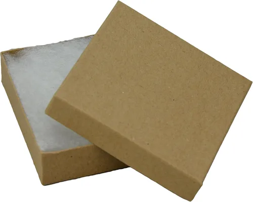 Miniatura 3 de Kraft reciclado rellena de algodón caja de joyería # 33(caja de 100) 3.5" x 3.5" x 1