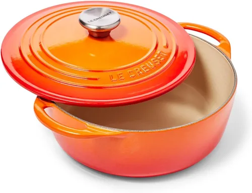 Le Creuset Horno Holandés Redondo Poco Profundo de Hierro Fundido, 2.75qt, Flame Llama