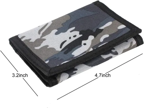 Miniatura 3 de Cartera de nailon con seguridad RFID, diseño de tres pliegues, con monedero pequeño con cremallera, para hombres y niños