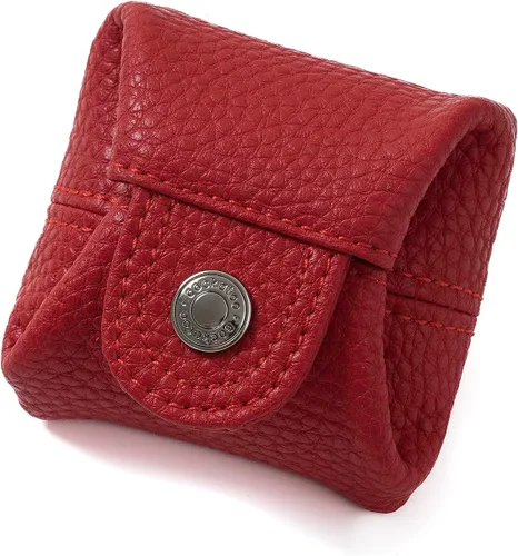 Miniatura 41 de Cockatoo Monedero de cuero genuino para cambio, mini billetera con bolsillo a presión para hombres y mujeres, Rojo (Aurora Red), Casual