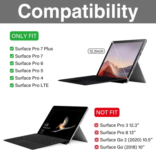 Miniatura 2 de ProCase Funda para Surface Pro 7 Plus/ 7/6/ 5/ Pro 2017/ Pro 4/ Pro LTE de 12.3" con soporte para bolígrafo integrado, compatible con Surface Type
