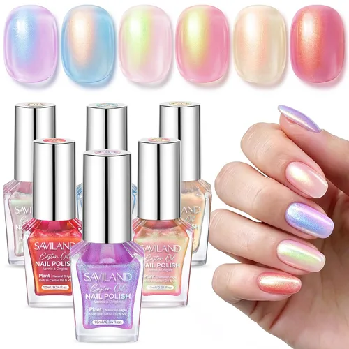 Miniatura 22 de SAVILAND Juego de esmaltes de uñas: kit regular de esmalte de uñas de secado rápido, color burdeos, rojo oscuro, morado, verde, con base de aceite