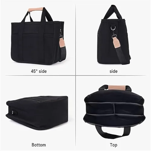Miniatura 5 de Moonelo Everything - Bolsa de lona con múltiples bolsillos, bolsa de mano con compartimentos, bolsa de mano para mujer