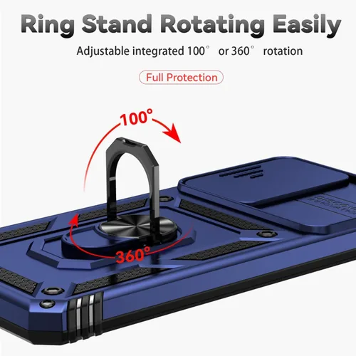Miniatura 5 de Funda para Redmi Note 12, Poco X5 5G 22111317PG con protector de pantalla de vidrio templado y cubierta de cámara deslizante, anillo magnético