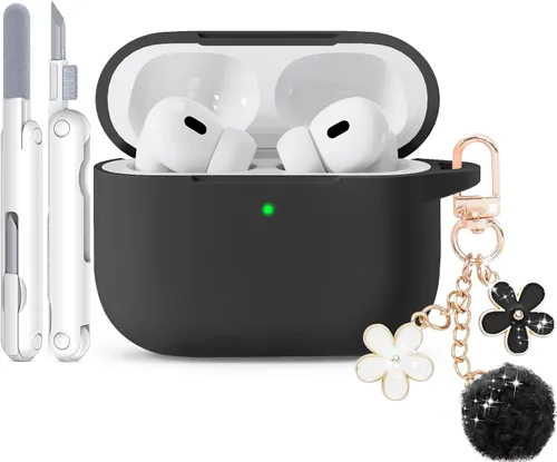 Miniatura 22 de Funda para AirPods Pro 2 con bonito llavero y bolígrafo de limpieza, funda de silicona suave para AirPods Pro de 2ª/1ª generación para mujeres