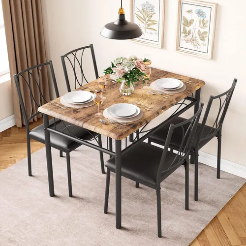Miniatura 12 de Juego de mesa de comedor para 2, mesa de cocina con 2 sillas, juego de mesa de comedor de cocina de 3 piezas de madera para apartamento, espacio