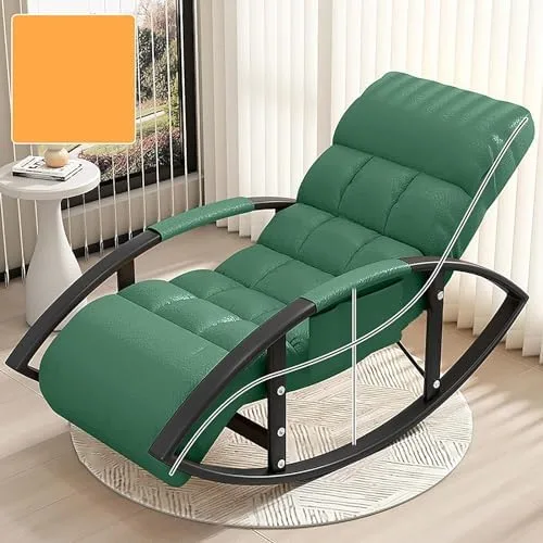 Miniatura 8 de Large Adjustable Reclining Rocking Chair Set with Footrest for Living Room and BalconyComfortable Outdoor Indoor Seating Solution,Amarillo-Golden