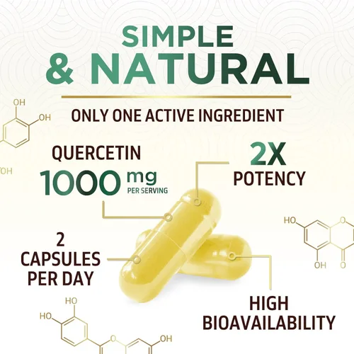 Miniatura 3 de Quercetin Dihydrate 1000mg per Serving - Premium Plant-Based Bioflavonoids - Extra Strength Antioxidant Immune & Respiratory Health Support - High