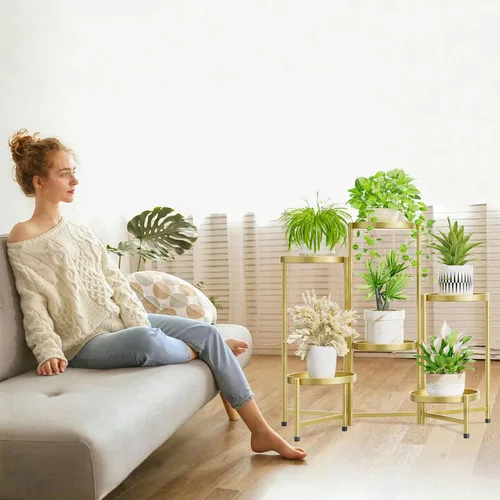 Miniatura 7 de iDavosic.ly Soporte grande para plantas de 6 niveles para interiores, 10 pulgadas de ancho de metal de esquina alta para múltiples plantas, estante
