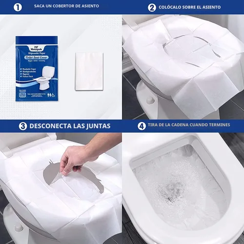 Miniatura 4 de MP MOZZPAK Fundas de asiento de inodoro desechables (paquete de 60) - XL Funda de asiento de inodoro desechable y lavable para entrenamiento