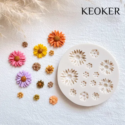 Miniatura 8 de KEOKER Moldes de arcilla polimérica para flores, 2 moldes para hacer joyas, cortadores de arcilla para decoración de aretes (flor mediana)