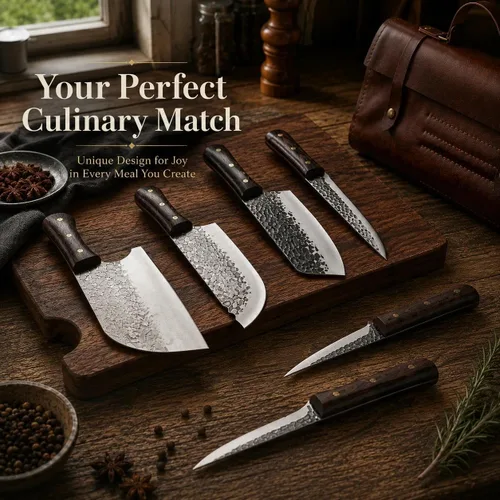 Miniatura 3 de DRAGON RIOT Juego de Cuchillos de Chef y Carnicero para Cortar Carne con Bolsa Enrollable, 12 PCS Juego de Cuchillos de Chef Forjados Japoneses