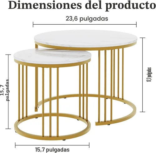 Miniatura 2 de Garden 4 you Mesa de Centro de Mármol Sintético Mesa Nido para Espacios Pequeños 2 Juegos Muebles Modernos Juegos de Sala Mesa Lateral Mesa de Noche