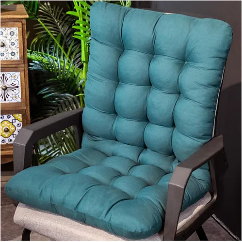 Miniatura 9 de ZTGL Cojín plegable para silla mecedora, antideslizante, grueso, suave, con respaldo alto, para interiores y exteriores, cojín largo para silla Azul