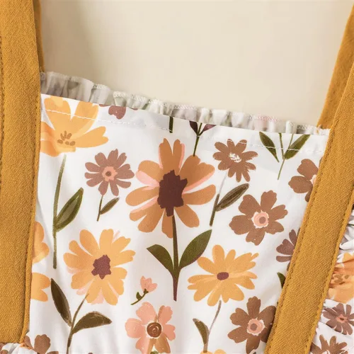 Miniatura 4 de PATPAT Vestido de verano para niñas con girasol, manga con volantes, casual, vestido de playa, falda de princesa, vestidos de verano