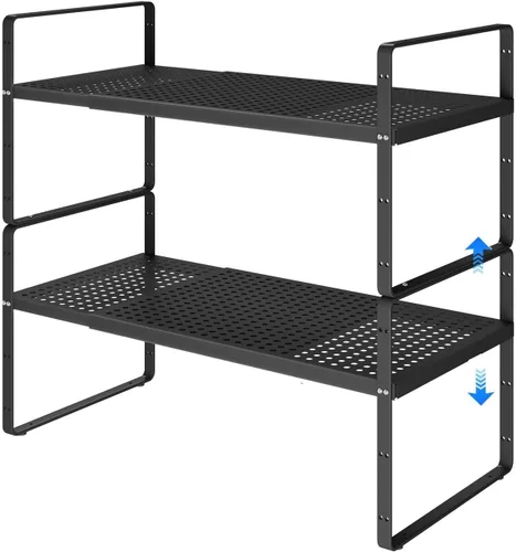 Miniatura 8 de Organizador de estantes de cocina expandibles, organizador de gabinete de cocina, organizador de estante para encimera, despensa, estante de Blanco