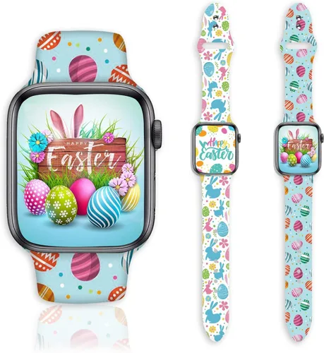 Miniatura 14 de Paquete de 2 correas de reloj navideñas compatibles con Apple Watch de 1.496 pulgadas/1.575 pulgadas/1.614 pulgadas/1.654 pulgadas/1.732