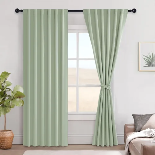 Miniatura 162 de Hiasan Cortinas opacas negras para dormitorio, cortinas opacas cortas de 45 pulgadas de largo, con aislamiento térmico, bolsillo para barra