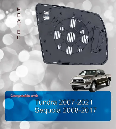 Miniatura 5 de EAP Espejo lateral del pasajero compatible con Toyota Tundra 2007-2021, Toyota Sequoia 2008-2022, calentado sin atenuación automática 879030C010