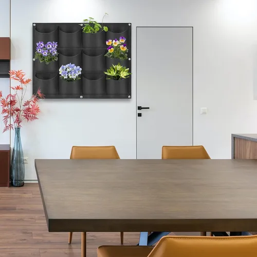Miniatura 9 de Bolsas colgantes para macetas con 12 bolsillos, bolsas de cultivo verticales para colgar en la pared, macetas de jardín de hierbas para interiores