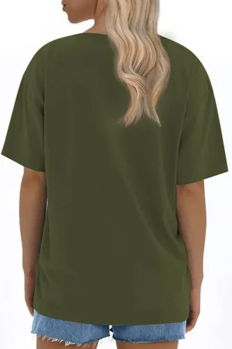 Miniatura 4 de ATHMILE Camisetas de gran tamaño para mujer, ajuste holgado, cuello redondo, manga corta, blusa casual de verano, blusa básica Y2K 2025 para la playa