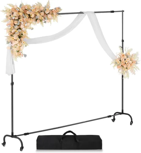 Miniatura 10 de VEVOR Kit de tubo y cortina de 10 x 10 pies, soporte de fondo resistente con base de acero al carbono, soporte de fondo ajustable con 2 abrazaderas