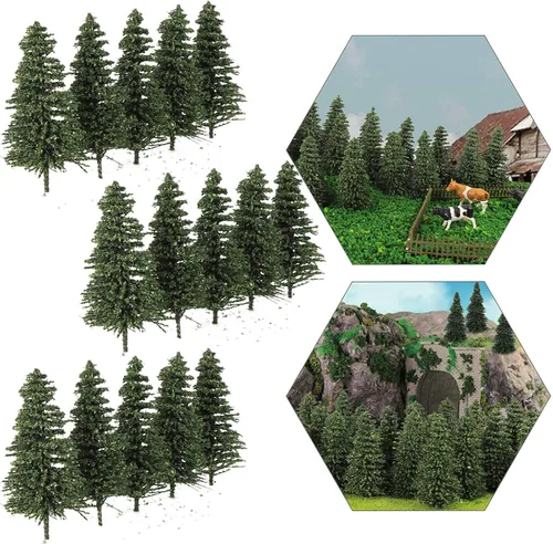 S0805 - 50 árboles de cedro modelo pino verde oscuro de 2.05 pulgadas (2.047 in) para modelo de ferrocarril paisaje, diseño de paisaje HO N escala