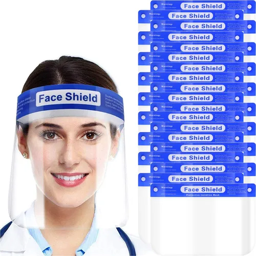 Miniatura 7 de 10 cubrebocas de protección facial transparente, antivaho y transparente, protección facial de plástico EPI con diadema elástica para dentales, 10