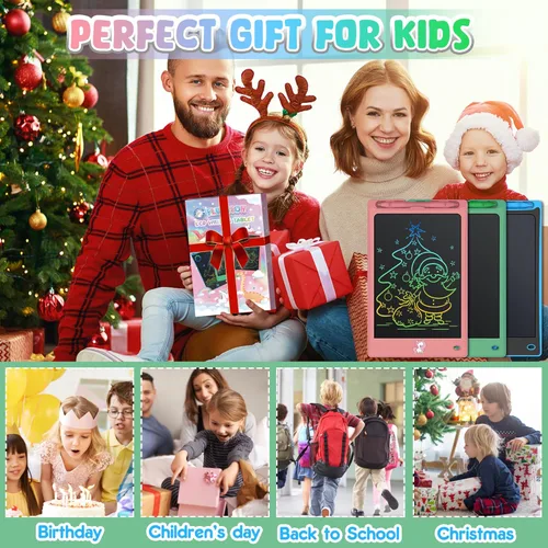 Miniatura 3 de FLUESTON Tableta de escritura LCD para niños, tableta de dibujo para niños y niñas de 3, 4, 5, 6, 7, 8 años, 8.8 pulgadas, 3 piezas en 1 paquete
