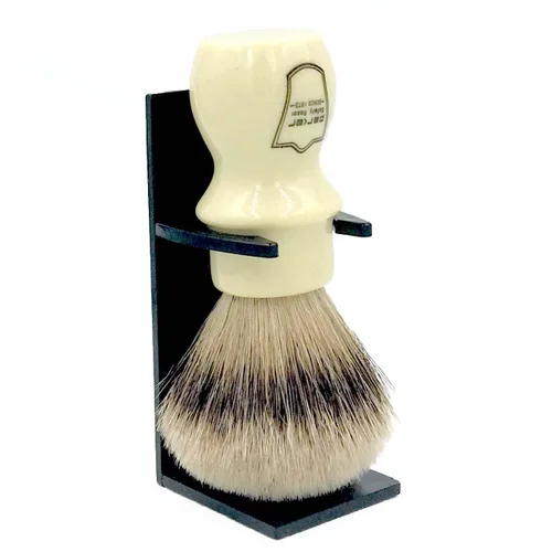 Miniatura 4 de Parker 100% Silvertip Badger - Brocha de afeitar con soporte para brochas, cerdas extra densas y extrasuaves, mango largo es perfecto para usar