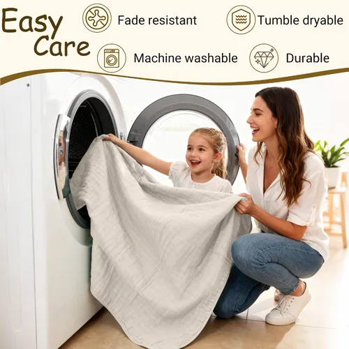 Miniatura 4 de ZPECC Manta de muselina para bebé más gruesa, 30x40 de algodón orgánico para recién nacido, colcha hipoalergénica para bebé, elementos esenciales