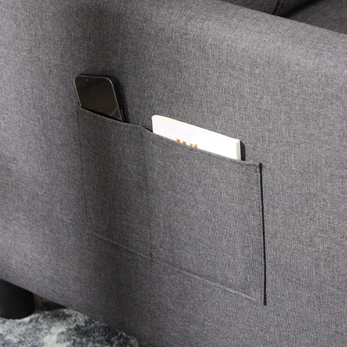Miniatura 8 de HOMCOM Silla convertible 3 en 1, sofá cama individual multifuncional, silla extraíble con respaldo ajustable, almohada y bolsillos, color gris