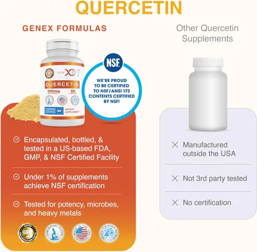 Miniatura 9 de Genex Formulas Quercetina 500mg (60 cápsulas) sin OMG, sin gluten (paquete de 3)