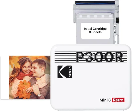 Miniatura 13 de KODAK Mini 3 Retro 4PASS - Impresora fotográfica portátil (3 x 3 pulgadas), inicial, 8 hojas + 30 hojas + paquete de regalo, color blanco