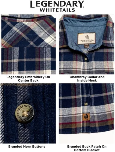 Miniatura 4 de Legendary Whitetails - Camisa de manga larga de franela a cuadros con botones para mujer, 100% algodón