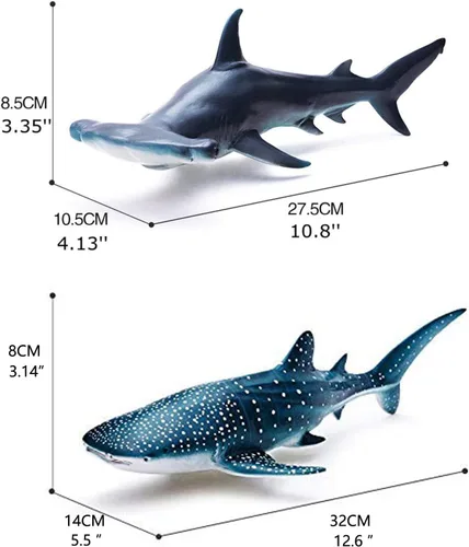 Miniatura 9 de Gemini&Genius Juguetes de Tiburón Ballena y Tiburón Martillo, Figuras de Acción de Animales Marinos del Océano, Conjunto de Juguetes