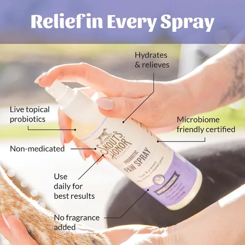 Miniatura 5 de Skout's Honor Spray probiótico para patas para perros, certificado para microbiomas, sin alcohol, sin fragancia y sin medicamentos, apoya la piel
