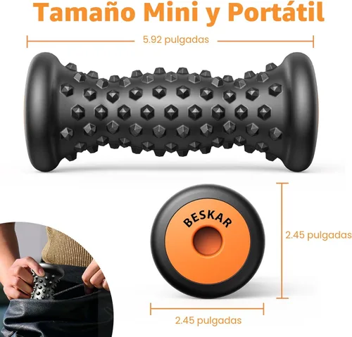 Miniatura 4 de BESKAR Rodillo masajeador de pies para alivio de la fascitis plantar, portátil, masaje muscular de tejido profundo, dolor de arco de pies y talón