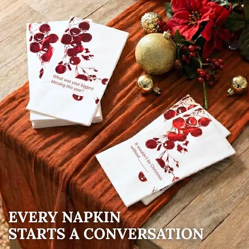 Miniatura 2 de COTIER - Paquete de 20 servilletas de inicio de conversación de Navidad, servilletas de papel de 3 capas de alta calidad con diseño de lámina