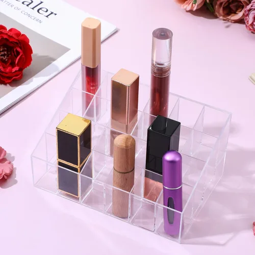 Miniatura 7 de MAQUITA Organizador de lápiz labial, 4 piezas, 24 ranuras, acrílico para lápiz labial, maquillaje, estuche organizador de exhibición, caja