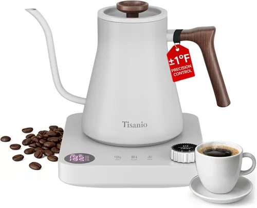 Miniatura 11 de Hervidor eléctrico de cuello de cisne para verter sobre café, control de precisión de ±1 °F, calefacción inteligente de dos etapas, 2 horas