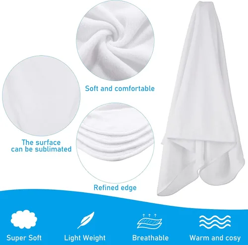 Miniatura 4 de Nuanchu 1 manta de sublimación para bebé de 31 x 47 pulgadas, manta de sublimación blanca personalizada de franela suave ligera para vacaciones