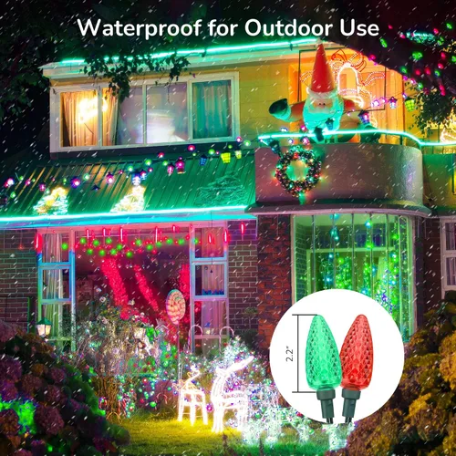 Miniatura 6 de DEWENWILS Luces de Navidad C9 para exteriores, 33.3 pies, 50 luces LED para árbol de Navidad, impermeables, grandes luces de Navidad, extensibles